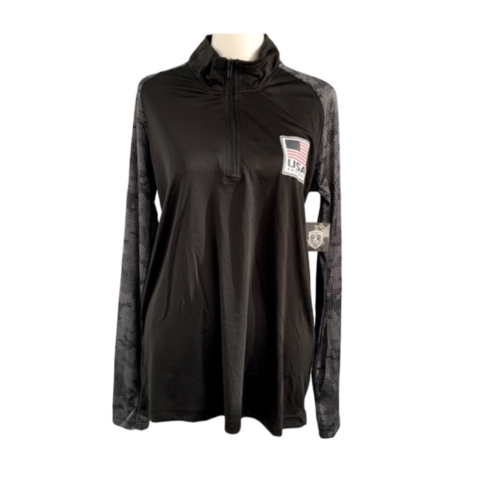 HKY SPORTSWEAR USA NEW Long Sleeve Pullover Black Medium Patriotic Sportswear